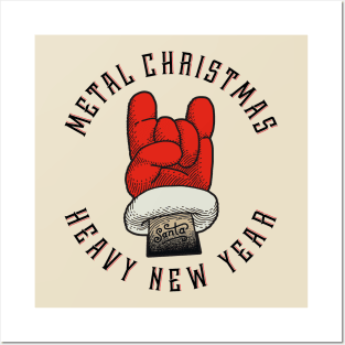 Metal Christmas Rock Heavy New Year Tattoo Santa Posters and Art